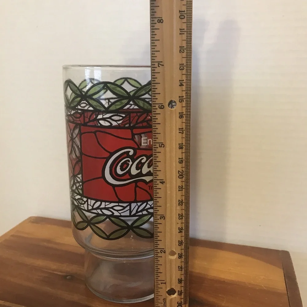 Vintage Coca-Cola Glass‎ Stained Glass Style Footed Collectible Cup